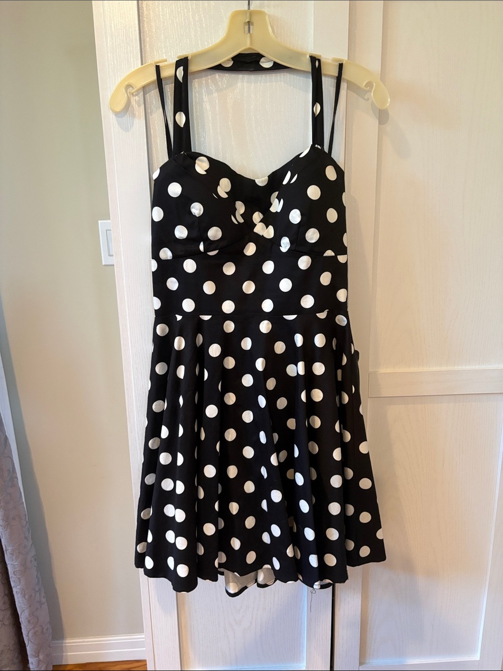Varga Retro 50’s Black and White Polka Dot Swing Dress Size M